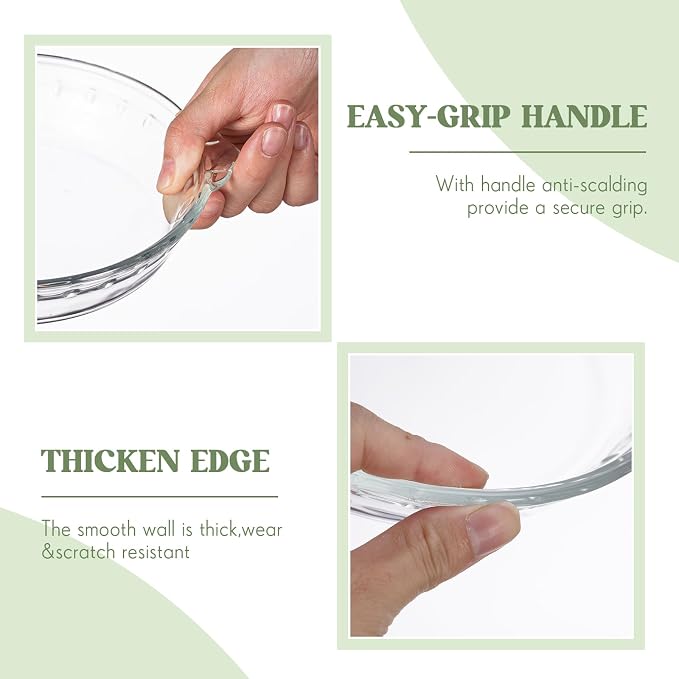 Uiifan 1 Pack 6 Inches Mini Glass Pie Pan for Baking 11.6 oz Clear Pie Plate with Handles Round Glass Dish for Baking and Serving, Snacks, Salads, Desserts