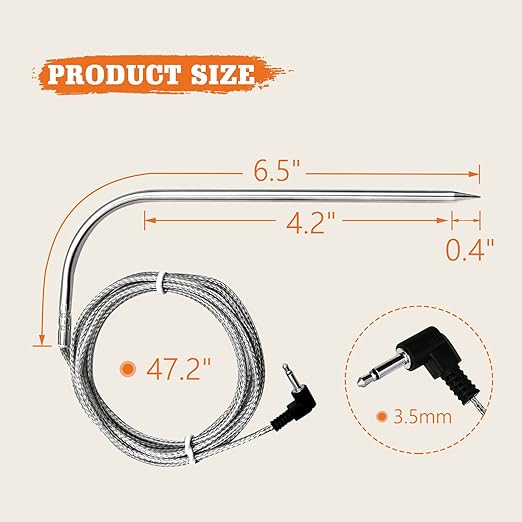 Upgraded 2-Pack Temp Meat Probe & Precision Control Fan Replacement Replacement for Char-Griller, with Probe Grommets and Probe Clip