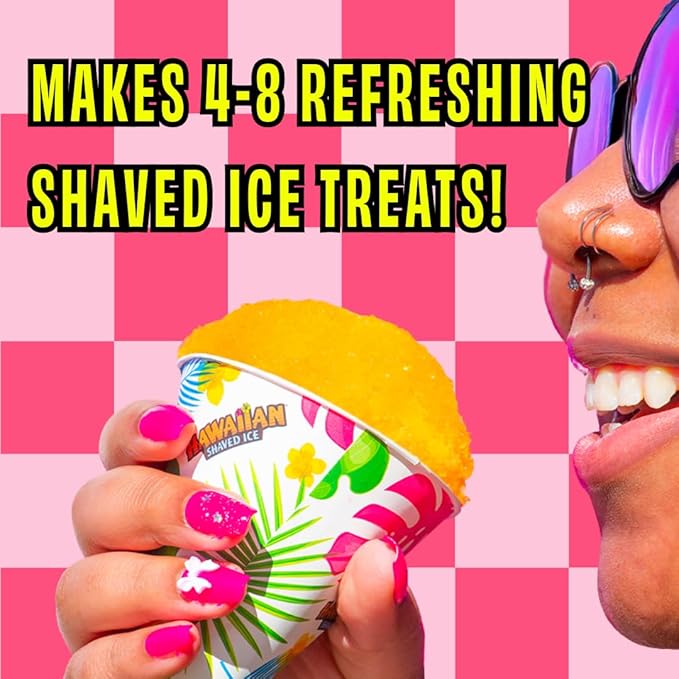 Hawaiian Shaved Ice Pineapple Syrup - Nut Soy Dairy Free - Flavor Fluffy & Crunchy Snow Cones - Shelf Stable - Makes 8 Servings - 16 ounces