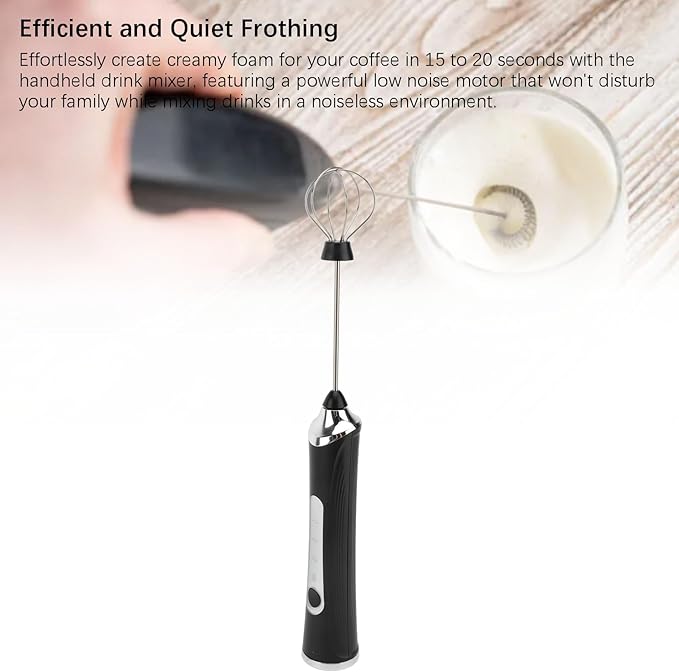 Milk Frother Wand Rechargeable Handheld Foam Maker Drink Mixer Electric Whisk Beater with Stand for Coffee Hot Chocolate Matcha