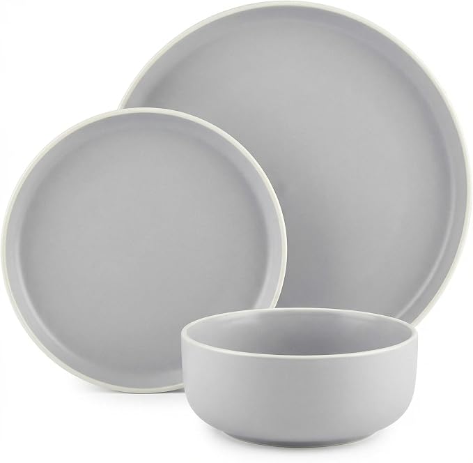 Plates and Bowls Sets,12 Pieces Round Porcelain Dinnerware Sets,Dishes, Plates, Dishware Sets,Chip Resistant Ceramic Dish Set Dining Dinner Ware Service for 4
