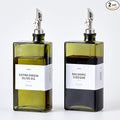 Olive Oil Dispenser Bottle for Kitchen, 16.9oz /500ml Cooking Vinegar Dispenser Bottle Set, Glass Sauce Container, Labels, Brush, Funnel, Stoppers, Green for Oil, Wine