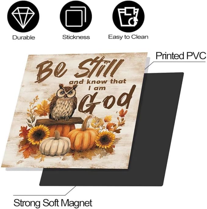 Pumpkin Magnetic Dishwasher Cover,Owl Dishwasher Front Door Magnetic Cover,Sunflower Refrigerator Panel Decal,'Be Still and Know That I Am God' Text Magnet Sticker,Reusable,23"x17"