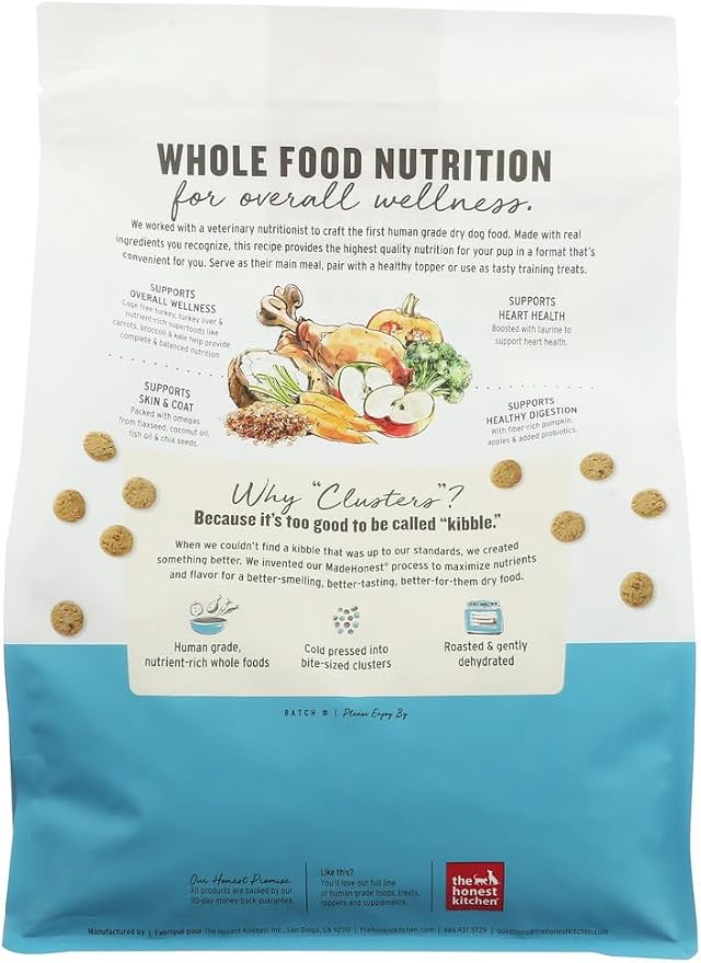 The Honest Kitchen Whole Food Clusters Human Grade Dry Dog Food - Grain Free Turkey 5 lbs