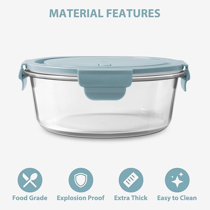 Freshmage 4 Pack 30oz Glass Food Storage Containers with Lids and 4 Pack 20oz Glass Meal Prep Containers with Lids, Heat-Resistant BPA-Free, Microwave, Oven, Dishwasher, and Freezer Safe