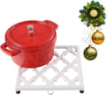 JOGREFUL Cast Iron Trivet Mats, Kitchen Pot Holders to Portect Table/Countertops, Heat Resistant Mats for Teapot/Hot Dishers/Plates, Vintage Mats with Weighted-Base, White