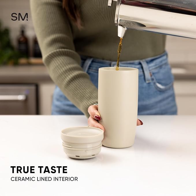 Simple Modern Travel Coffee Mug Tumbler with 360° Lid | Ceramic-Lined Insulated Stainless Steel Cold Brew Iced Coffee Cup | Gift for Women Men Her | Voyager Signature | 16oz | Violet Dreams