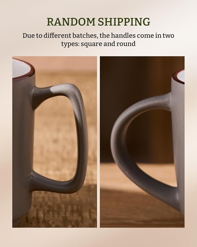 famiware Coffee Mugs Set of 6, Nebula 14oz Coffee Mugs, Ceramic Cup Set with Handle for Latte, Tea, Milk, Cappuccino, Cocoa, Dark Gray