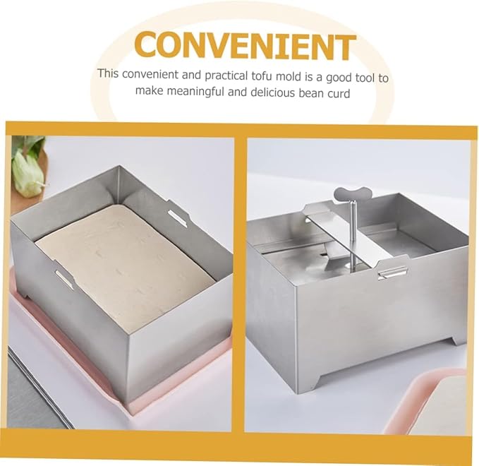 Generic Tofu Press Stainless Steel - 4.72x4.72x3.54 inch 304 Food Grade Tofu Maker with Detachable Base, Paneer Press Stainless Steel for Homemade Cheese, Prensa para Queso with Drip Tray & Cloth