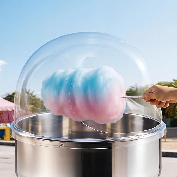 VEVOR Cotton Candy Machine Cover 21 Inch, Acrylic Dome Bubble Shield Compatible with 20 inch Commercial Cotton Candy Floss Maker Bowl for Party, Shops, Bottom Groove Design, Transparent