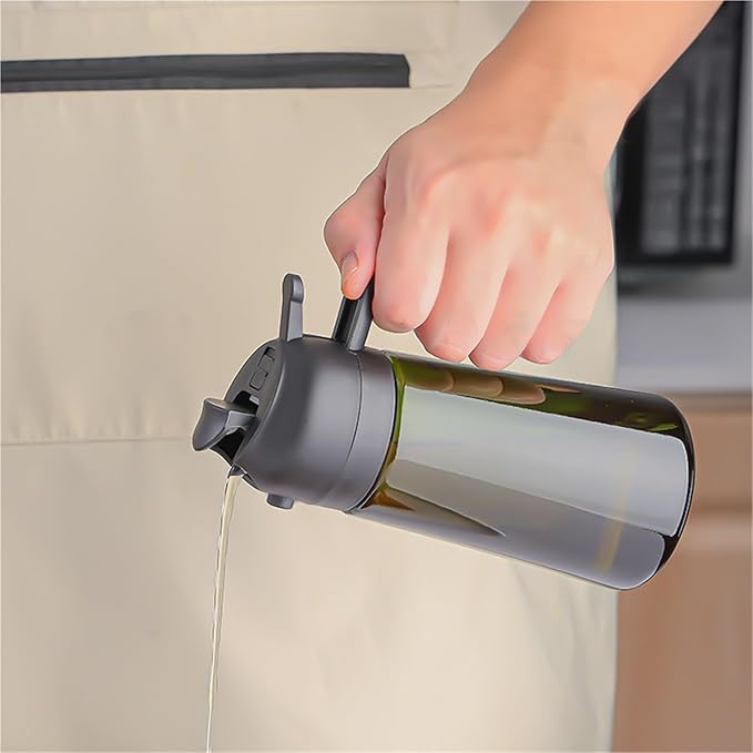 Oil Sprayer, 2pcs 2 In 1 Oil Dispenser, Sprayer For Cooking - 16oz/470ML For Kitchen, Bottle With Stickers,for Kitchen, Air Fryer(White)