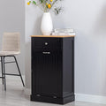 Gitua Tilt Out Trash Cabinet, Freestanding Wooden Kitchen Trash Recycling Cabinet with Drawer & Removable Cutting Board, Dog Proof Trash Can Cabinet, Black