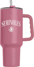Logo Brands NCAA Florida State Seminoles Berry 40 oz Tumbler with Handle - Stylish Everyday Use Powder Coated-Stainless Steel with Straw- Keeps Cold For Hours