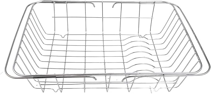 Sink Dish Drying Rack Adjustable Stainless Steel with Non-Slip Rubber Feet Space-Saving Over Sink Design for Kitchen Counter Organization and Utensil Holder(38x28x10cm)