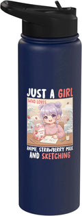 Just a Girl Who Loves Anime Strawberry Milk and Sketching Stainless Steel Insulated Water Bottle