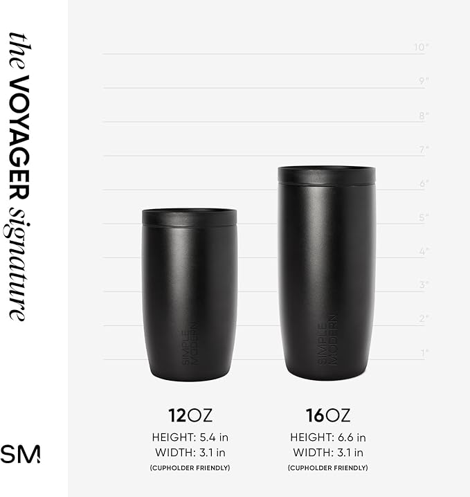 Simple Modern Travel Coffee Mug Tumbler with 360° Lid | Ceramic-Lined Insulated Stainless Steel Cold Brew Iced Coffee Cup | Gift for Women Men Her | Voyager Signature | 16oz | Stormy Skies