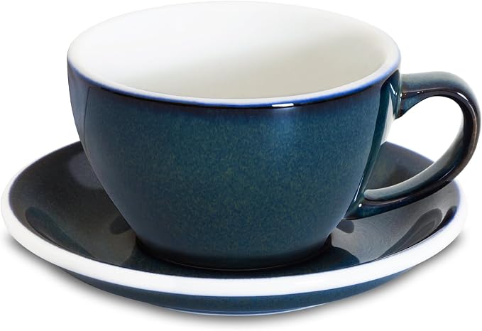 Loveramics Coffee Cup Ceramic, 10 oz Latte Art Cup with Saucer for Cappuccino, Tea, Espresso, Thick - walled stoneware Cappuccino mug Set for Cafe and Barista - Potters Colours (Night Sky, 10OZ)
