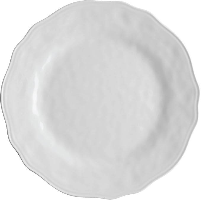 UPware 12 Piece Dimple Melamine Dinnerware Sets, Outdoor Dishes Set, Plates and Bowls Sets, Service for 4, White
