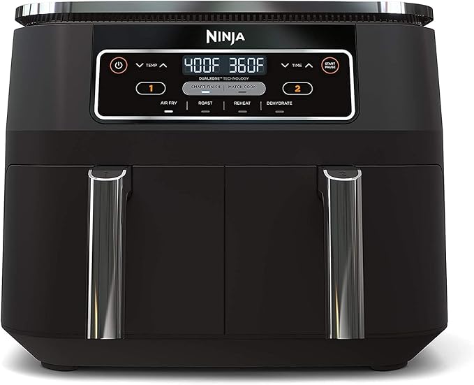 Ninja DZ100 Foodi 4-in-1, 8-qt., 2-Basket Air Fryer with DualZone Technology (Renewed), DZ100 8-qt BLACK