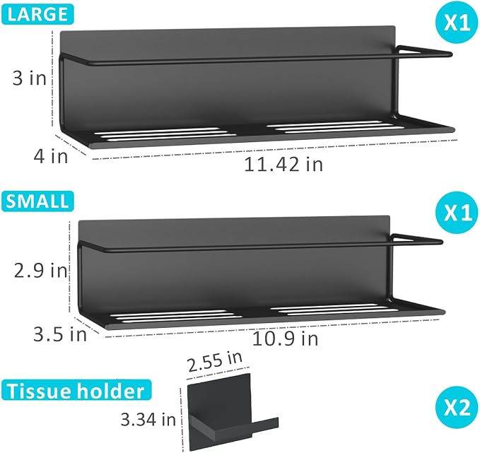Magnetic Spice Rack For Refrigerator, Space Saving Magnetic Shelf For Fridge Black 2 Pack With Magnetic Paper Towel Holder