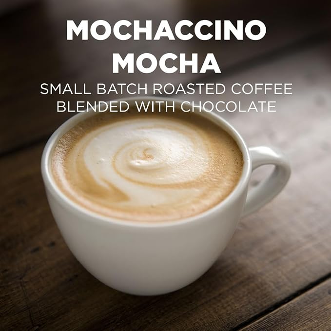 Maud's Chocolate Mocha Cappuccino Coffee Pods, 18ct - Mochaccino Mocha Flavor - Made with Gourmet Arabica Coffee, Pods Compatible with Keurig K Cups Maker