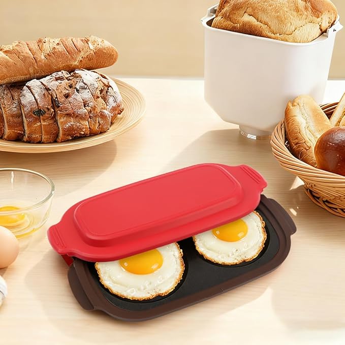 Quick-Heat Microwave Egg Cooker & Poacher, Non-Stick 2 Eggs Maker for Breakfast Sandwiches, Portable Multi-use Egg Fryer for Home,Travel,Gifts, Dishwasher-Safe, Save Time