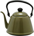 Nodahoro Drip Kettle, 0.6 gal (2 L), Enameled Gas Fire/Induction Compatible, Thin Mouth, Made in Japan, Olive DK-200OL