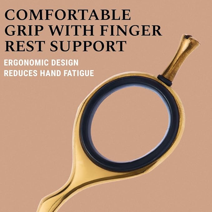 Ontaki Beard & Mustache Scissors for Men - 5.5" Japanese Steel, Gold Brass - Sharp Blades, Ergonomic Finger Rest & Adjustable Tension Screw for Perfect Hair Trimming - Beard Scissors