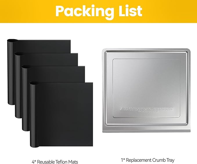 Crumb Tray for Ninja Foodi SP101 SP151 Air Fryer, Replacement Tray with 4 Pack Oven Liners Reusable Replacement Crumb Tray Sturdy and Durable Accessories for Ninja Air Fryer Ovens