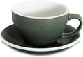 Loveramics Matt Cappuccino Cup, 10 oz Ceramic Latte Art Mug with Saucer, Thick-walled stoneware cup Set, Barista Latte Cup Set for Latte, Cappuccino, Tea - Mineral Colors (Forest, 10OZ)