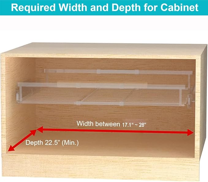 iPEGTOP 2 Pack Pull Out Cabinet Drawer Shelf Organizer, Extendable Sliding Slide Out Pantry Shelves Storage Heavy Duty for Kitchen Cabinets Under Sink, Adjustable Width 17.1~28" W x 22.4" D
