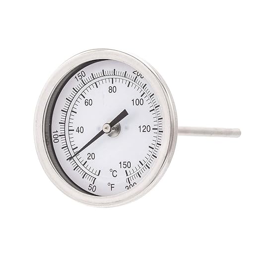 PIC Gauges B3B6-MM SS Case Bimetal Thermometer, 316 SS Stem, Back Angle Connection, 3" Dial, 6" Stem Length, 50/300° F & 10/149° C Temperature Range