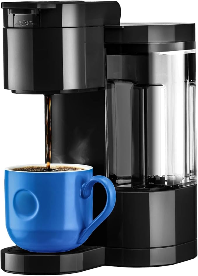 K-Express Essentials Single-Serve KCup Pod Coffee Maker 3 Cup Sizes Fast Fresh Brew 30oz Removable Water Reservoir Travel Mug Friendly Maintenance Alert Space-Saving (Black)