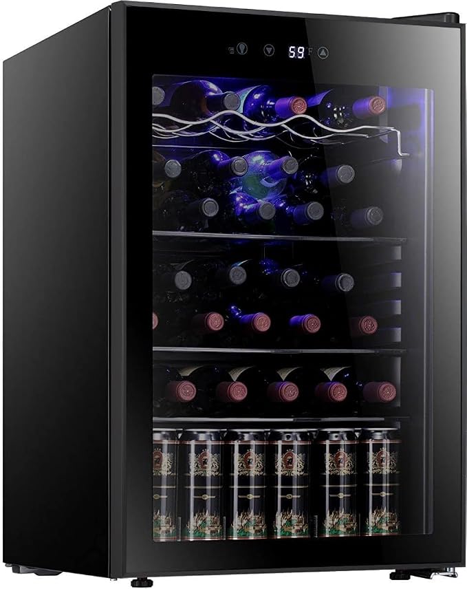 Antarctic Star 36 Bottle Wine Cooler/Cabinet BeverageRefrigerator Small Mini Wine Cellar Beer Soda Bar Fridge Quiet Operation Compressor Adjust Temperature Freestanding Black, 4.5 Cu. ft