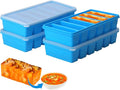 1/2 Cup Silicone Freezer Tray With Lid - Silicone Freezer Molds 4 Pack For meal prep & freezing of various sauces and other dishes, makes 24 perfect 1/2 cup portions cubes (Blue 4 Pack)