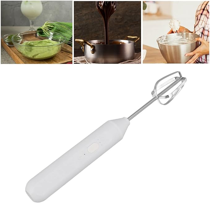 Electric Hand Blender，3 in 1 Immersion Blender Handheld, Beater Electric Milk Frother Coffee Blender Milkshake Blender Foamer Kitchen Tools(White)