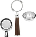 58mm Bottomless Portafilter,Stainless Steel Portafilter 2 Ears for 58-Gaggia Machines-Not suitable with E61 groupheads,with Walnut Handle & Filter Basket(58mm compatible withGaggia/2 Ears)