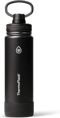 ThermoFlask Insulated Water Bottle with Spout Lid (24 oz, Black) - Leakproof, Stainless Steel Water Bottle for Cold & Hot Drinks, Travel & Daily Hydration
