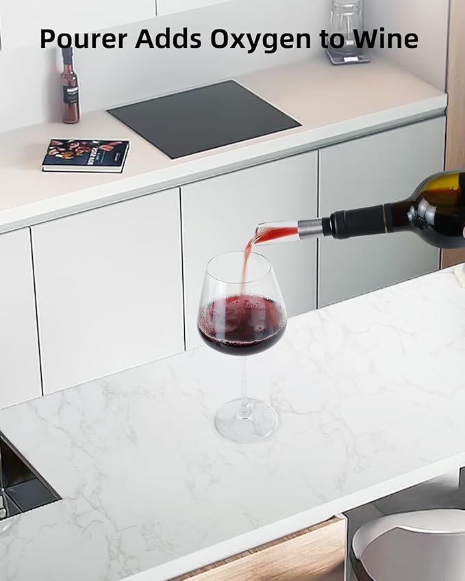 TOMEEM Electric Wine Opener Set - Rechargeable Wine Bottle Opener with Vacuum Stoppers,Wine Pourer, Foil Cutter,and Storage Stand - Ideal Wine Accessories & Wine Gift Set for Wine Lovers