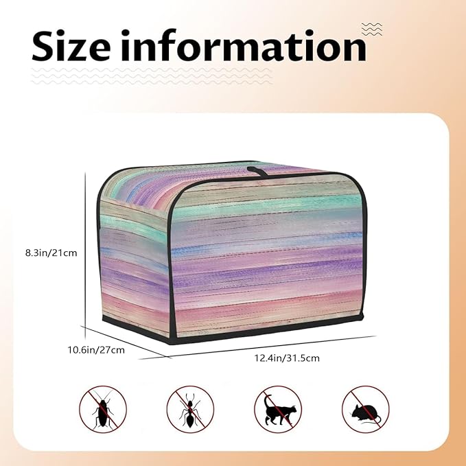 Colorful Wooden Beach 4 Slice Toaster Cover Dust And Fingerprint Bread Maker Cover Bakeware Protector Washable Appliance Covers Kitchen Accessories For Home Kitchen Women Gift