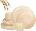 Unbreakable Dinnerware Set for 6 Butter Yellow 18 Piece Melamine Wheat Straw BPA Free Lightweight Dishwasher Safe Shatter Resistant for Kitchen Farmhouse Daily Breakfast