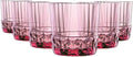 Bormioli Rocco America '20s Set Of 6 DOF Glasses, 12.5 Oz. Colored Crystal Glass, Lilac Rose, Made in Italy