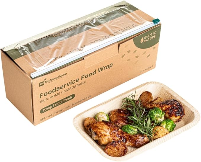 Restaurantware Basic Nature 12" x 2000' Food Wrap 1 Microwavable Cling Wrap - With Built-In Slide Cutter Freezable Clear Plastic Kitchen Food Wrap Durable For Restaurant Cafes And Delis