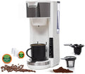 Single Serve Coffee Maker, 2 in 1 for Ground Coffee&Pods, 180s Rapid Brew with 5 Cup Sizes 6-14oz, Auto Shut Off, Small Compact Travel Coffee Machine for Home Office Camping