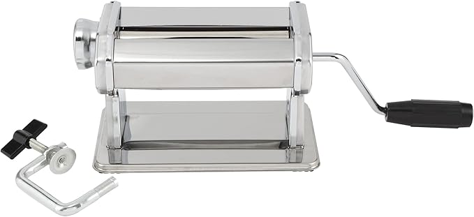 Creative Mark Clay Conditioning Pasta Machine - 9 Adjustable Thickness Settings, Smooth Polymer Clay Roller, 5.5" Wide Opening for Conditioning and Marbling, Non-Skid Feet and Surface C-Clamp