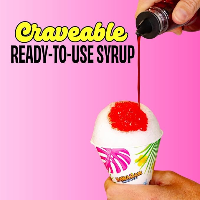 Hawaiian Shaved Ice Bahama Mama Syrup - Nut Soy Dairy Free - Flavor Fluffy & Crunchy Snow Cones - Shelf Stable - Makes 8 Servings - 16 ounces
