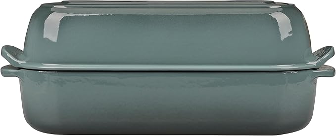 EDGING CASTING Enameled Cast Iron Loaf Pan with Lid, Bread pan, Dutch Oven Bread pan for Homemade Sourdough Bread Baking, 12.5x5.5 inch, 5qt, Slateblue