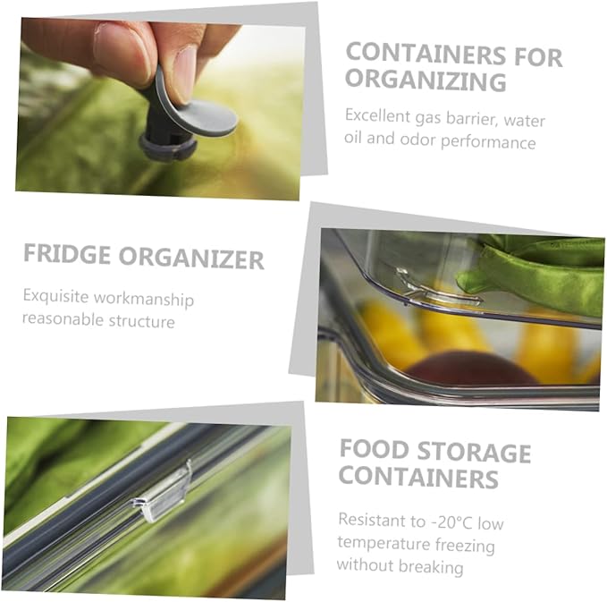 BESTOYARD Refrigerator Crisper Plastic Fridge Storage Bins Fridge Organization Bins Freezer Bins Clear Stackable Fridge Organizer Clear Fridge Fruit Containers The Pet Food Grade Storage Box