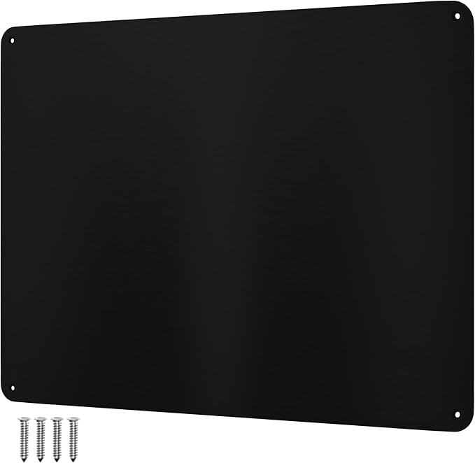 9 inches x 6.5 inches Stainless Steel Plate for Magnets, 3M Adhesive Back, Mounting Screws, Ideal for Magnetic Shelf, Spice Holders, Colorful Magnets as a Gift. Mount Anywhere! (Black, 1 Pack)