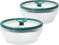 Anyday 2-Pack (2-Cup) Glass Food Storage Set with Glass Lids | Plastic-Free Frosted Meal Prep Bowls | Stackable Airtight Storage Container Set with Vented Silicone Lid for Microwave-Safe Reheating